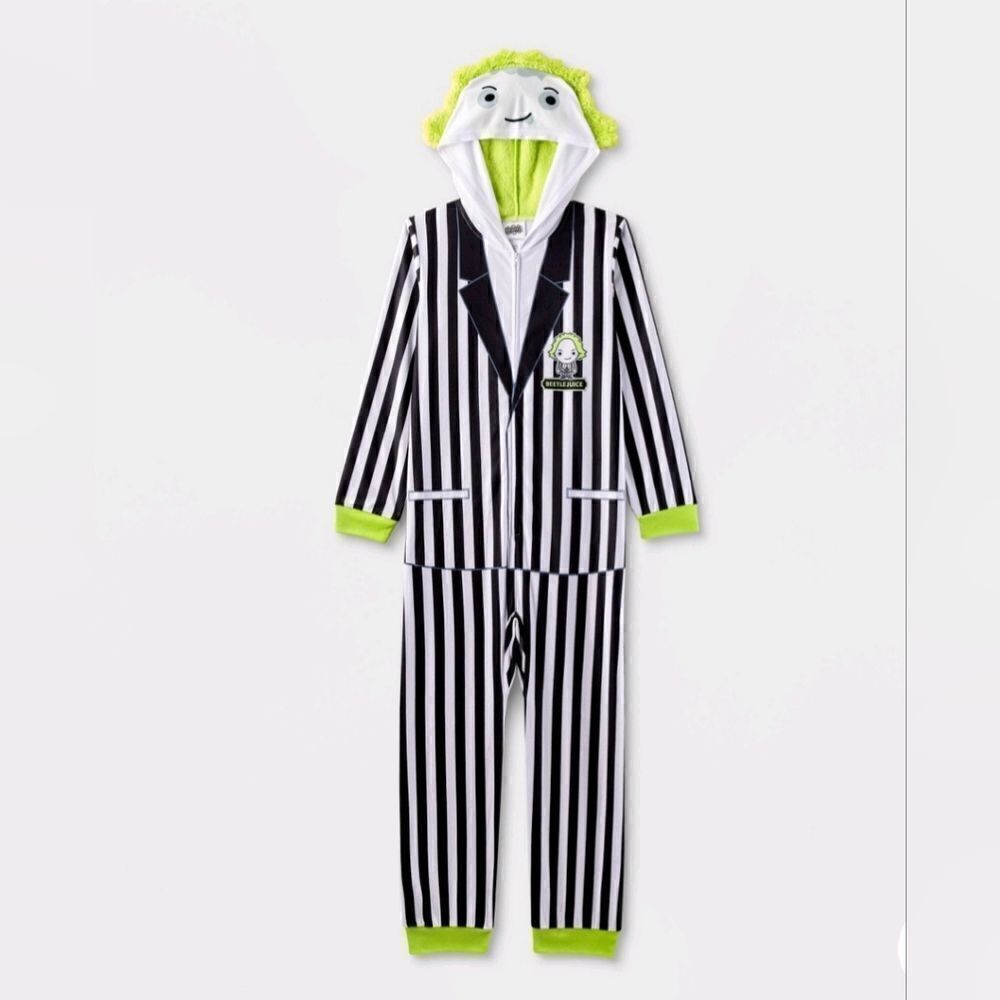 Beetlejuice One Piece Pajamas Union Suit Boy Kids Girl Halloween Costume Movie